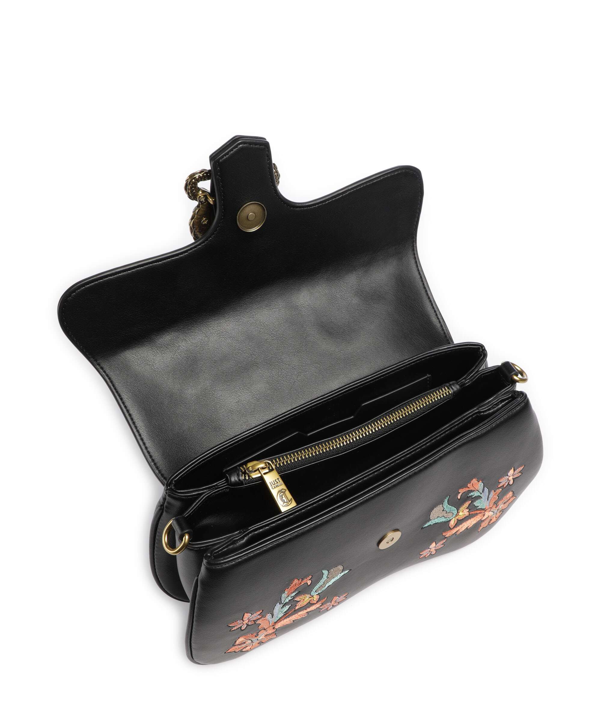 Just Cavalli Iconic Snakes Shoulder bag black