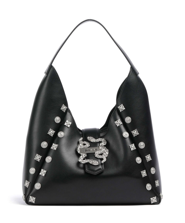 Just Cavalli Iconic Snakes Hobo bag black