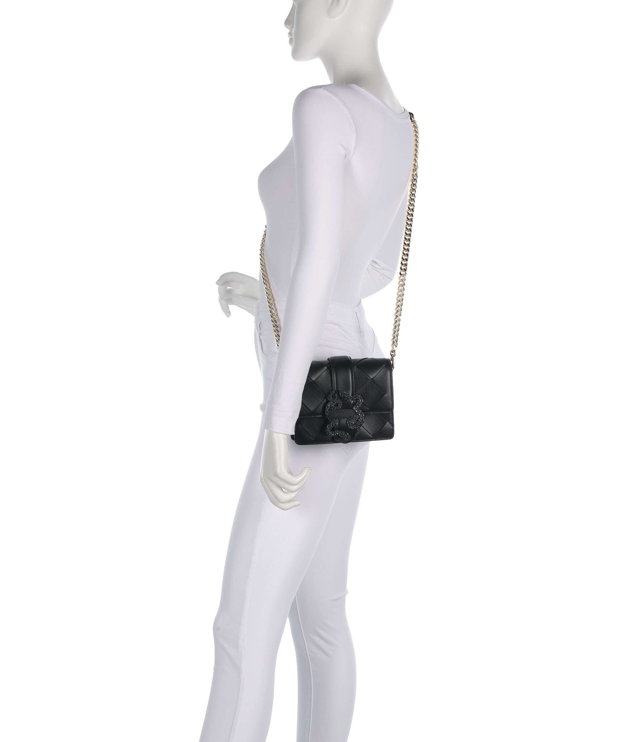 Just Cavalli Iconic Snakes Braided Crossbody bag black