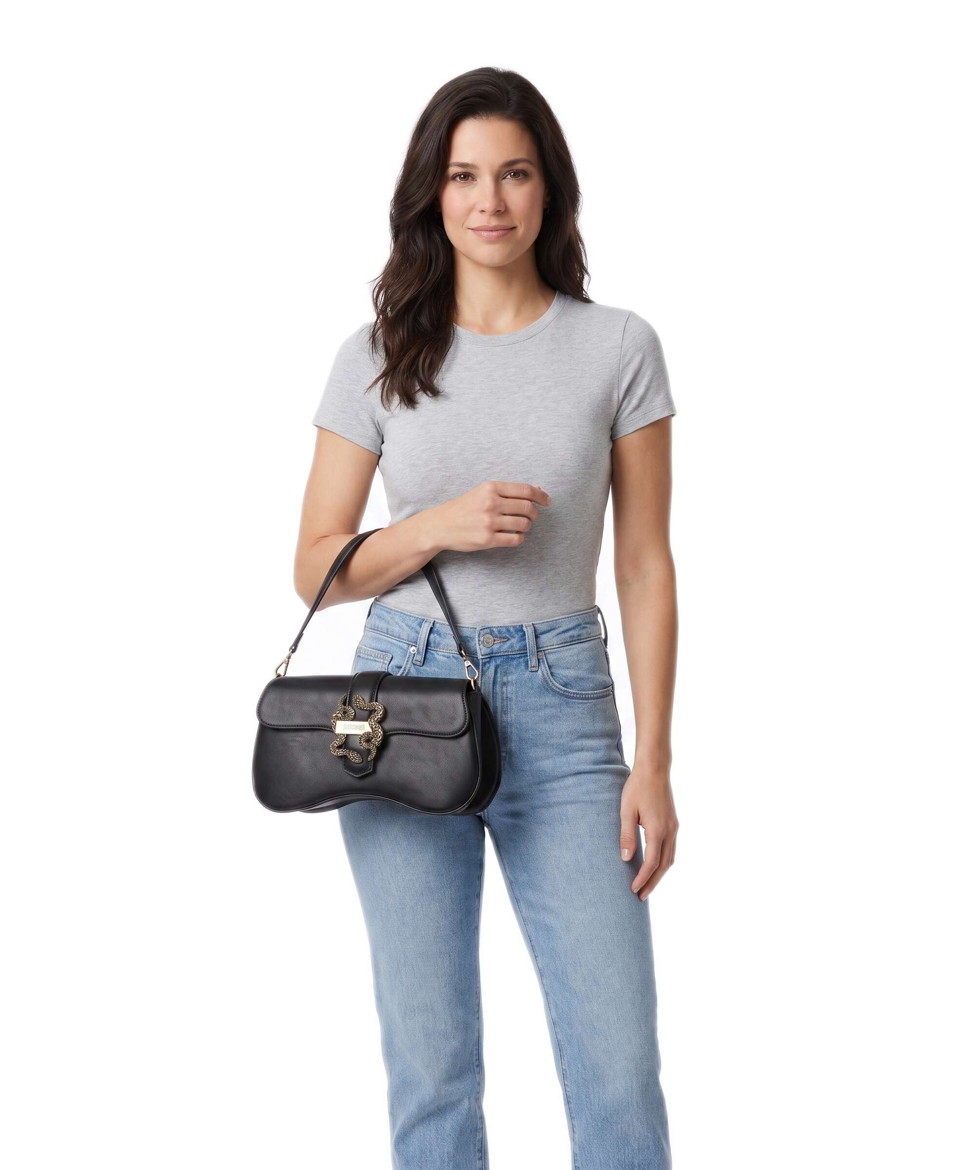 Just Cavalli Iconic Snakes Shoulder bag black