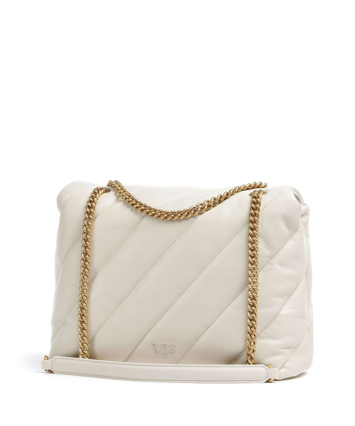 Pinko Love Puff Big Shoulder bag bianco seta/antique gold