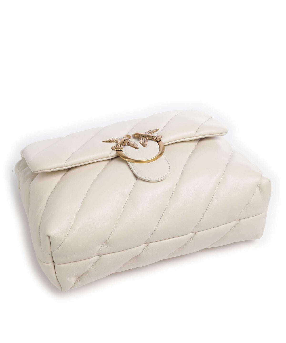 Pinko Love Puff Big Shoulder bag bianco seta/antique gold