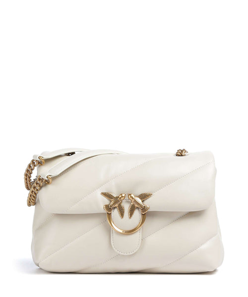 Pinko Love Puff Classic Shoulder bag bianco seta/antique gold