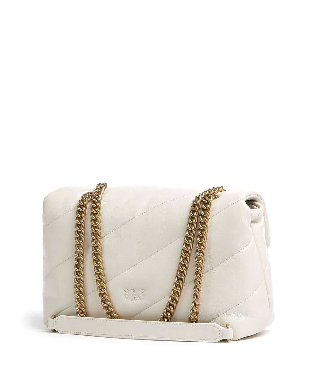 Pinko Love Puff Classic Shoulder bag bianco seta/antique gold