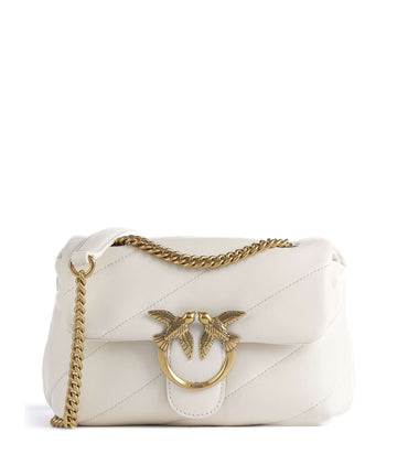 Pinko Love Puff Mini Skuldertaske bianco seta/antique gold