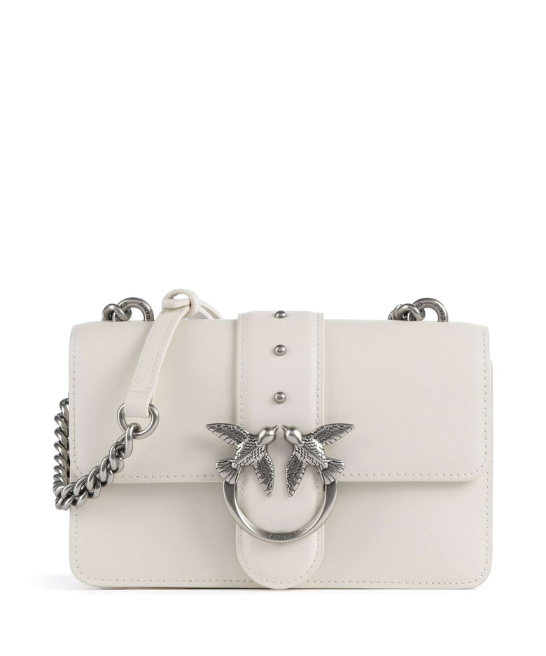 Pinko Love One Mini Crossbody bag bianco seta/old silver