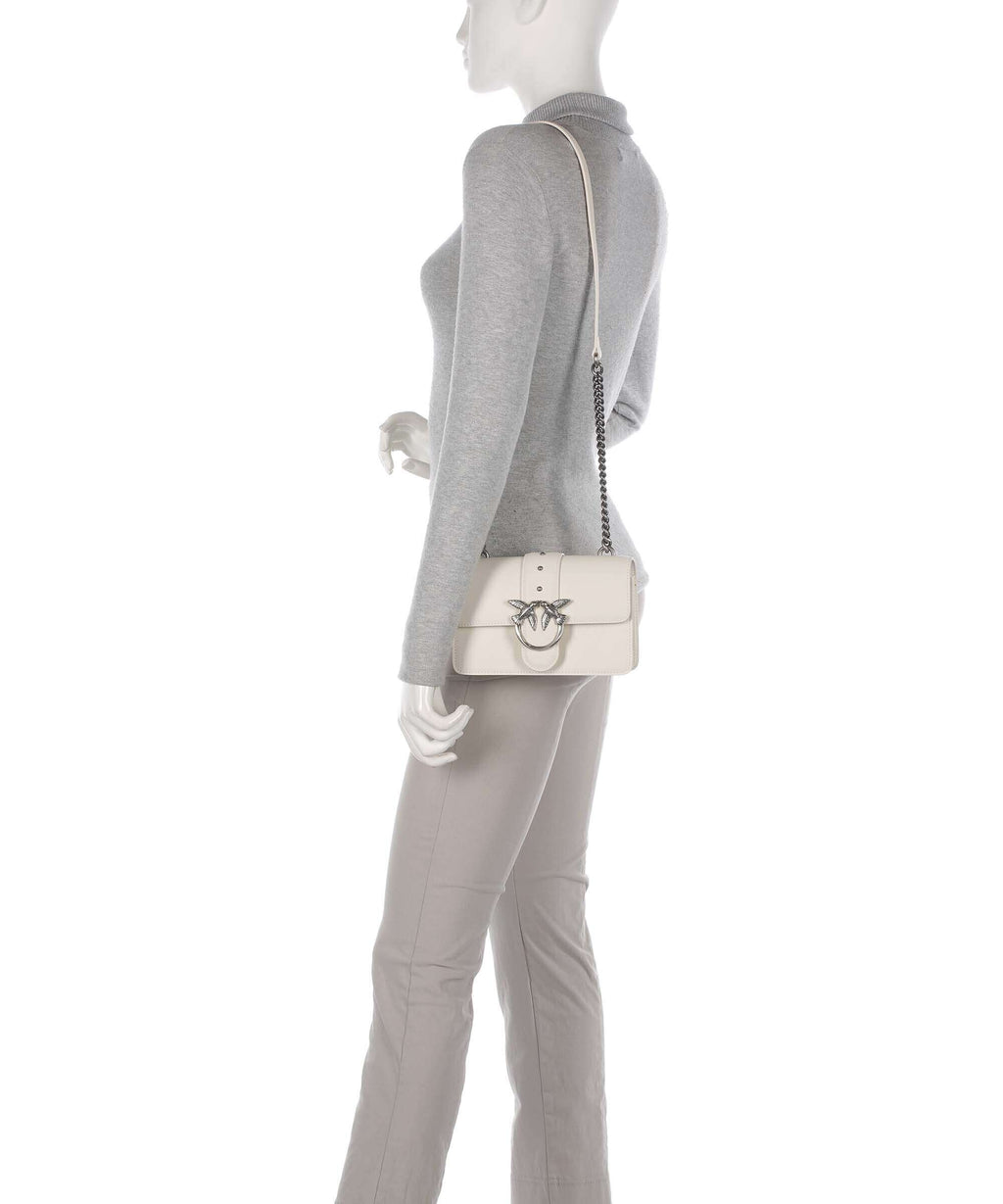 Pinko Love One Mini Crossbody bag bianco seta/old silver