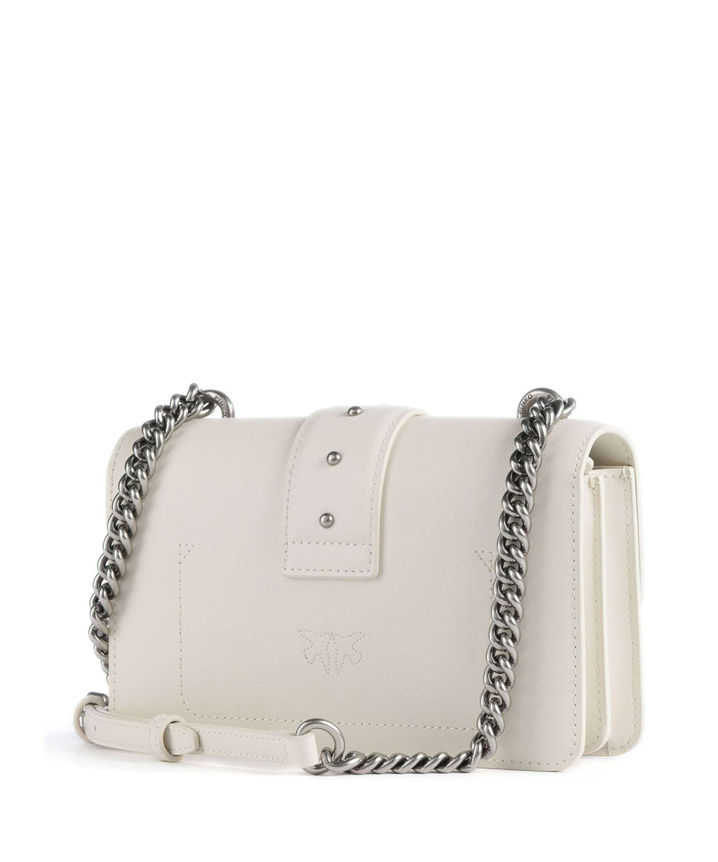 Pinko Love One Mini Crossbody bag bianco seta/old silver