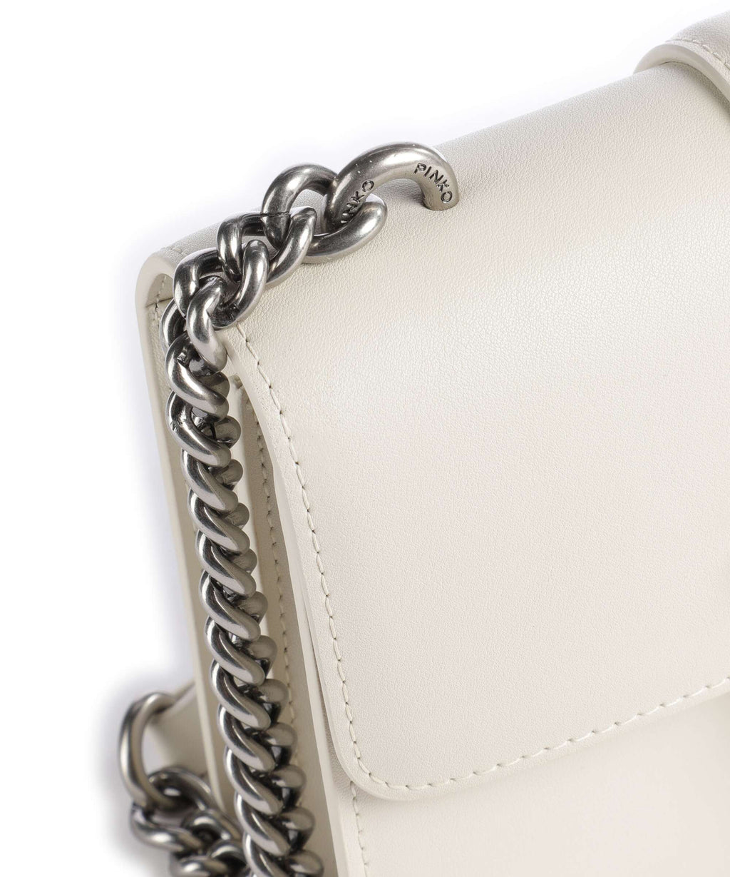 Pinko Love One Mini Crossbody bag bianco seta/old silver