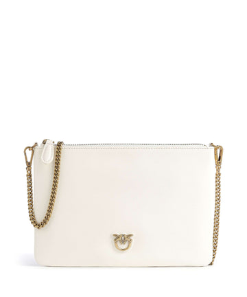 Pinko Flat Classic Crossover taske bianco seta/antique gold