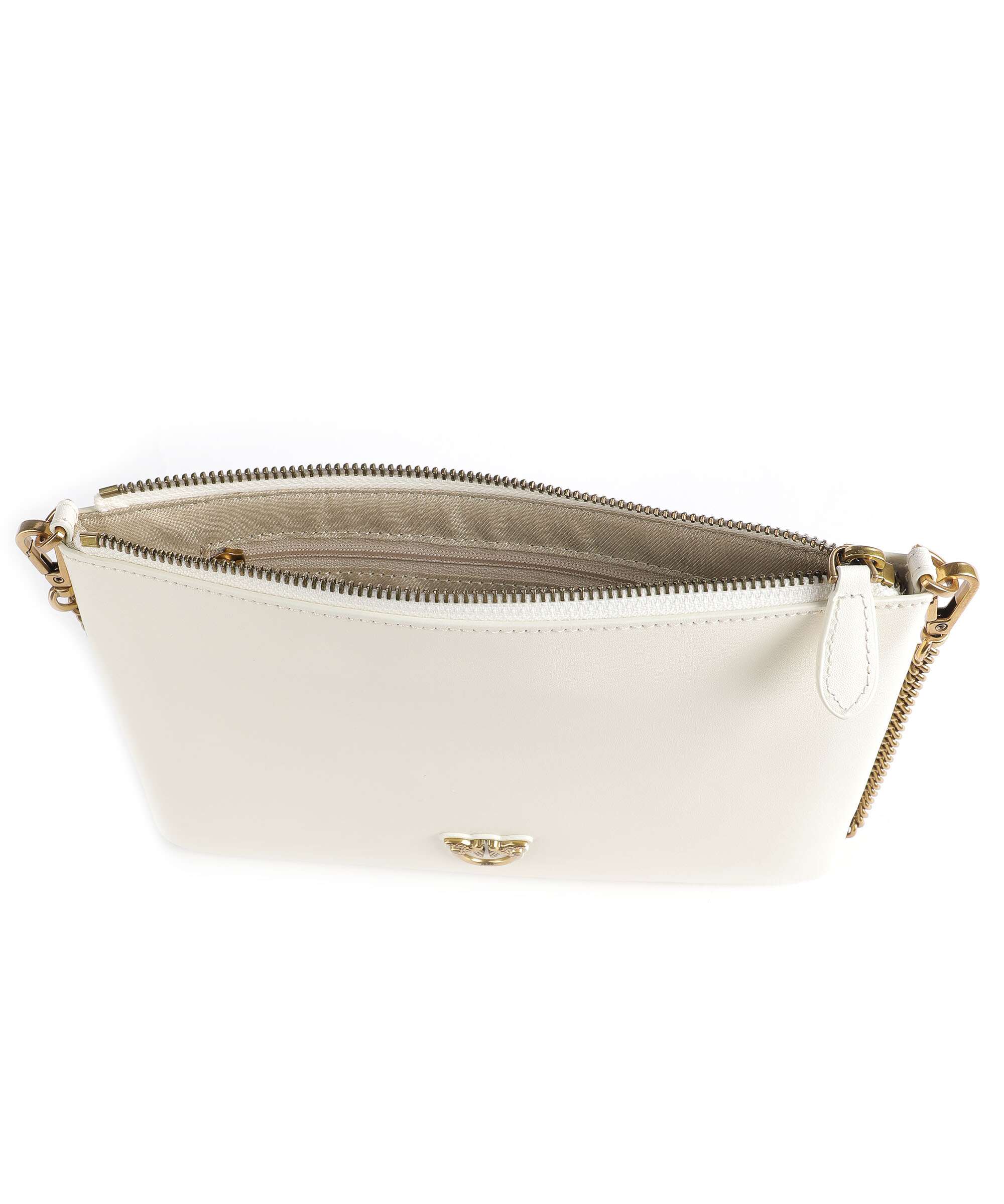 Pinko Flat Classic Crossbody bag bianco seta/antique gold