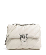 Pinko Love Puff Big Skuldertaske bianco seta/old silver