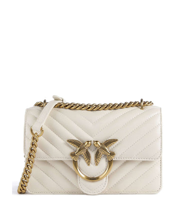 Pinko Love One Mini Skuldertaske bianco seta/antique gold