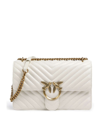 Pinko Love One Classic Skuldertaske bianco seta/antique gold