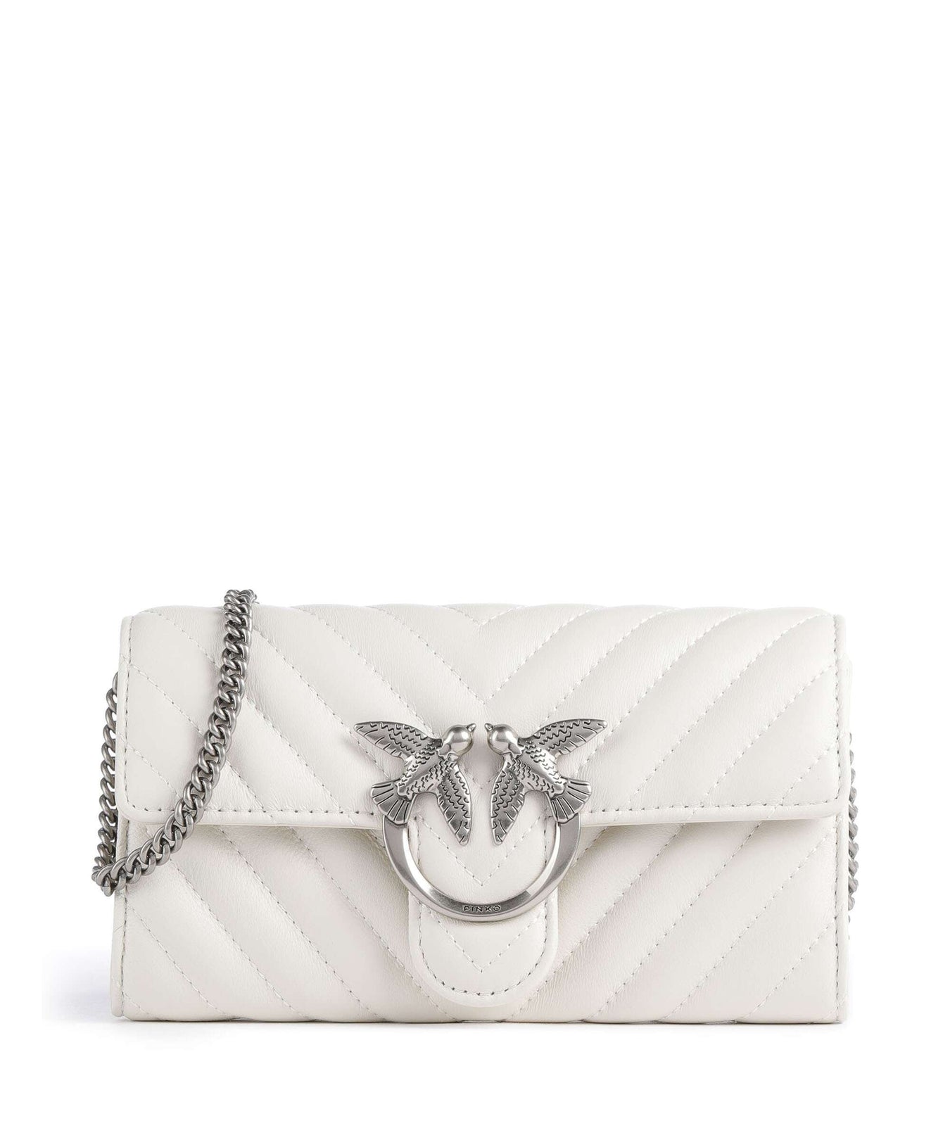 Pinko Love One Wallet bianco seta/old silver