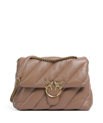 Pinko Love Puff Big Skuldertaske biscotto zenzero/antique gold
