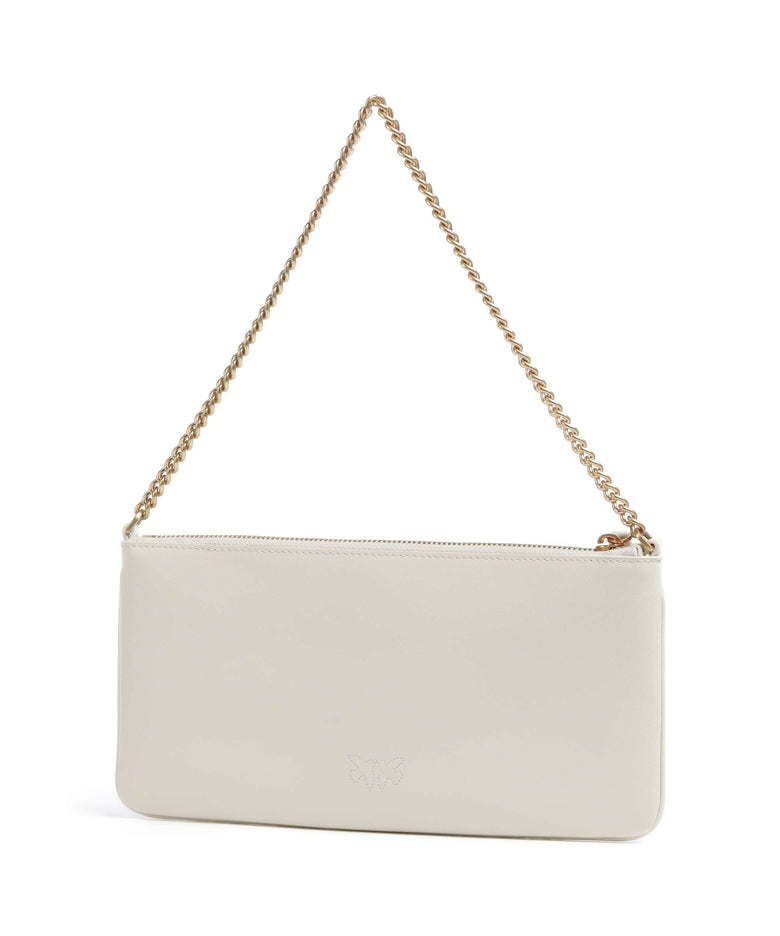 Pinko Flat Horizontal Shoulder bag bianco seta/antique gold