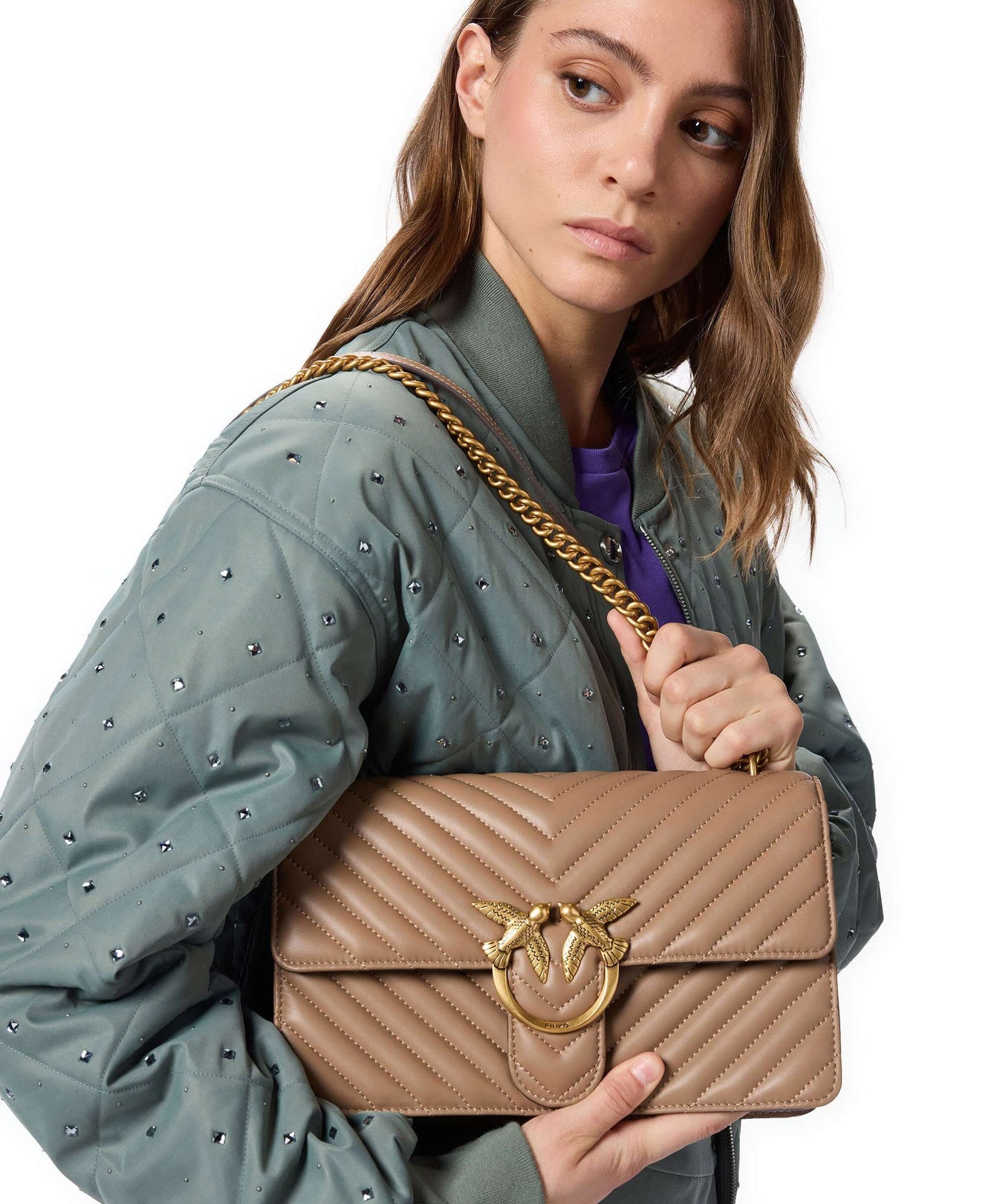 Pinko Love One Classic Shoulder bag biscotto zenzero