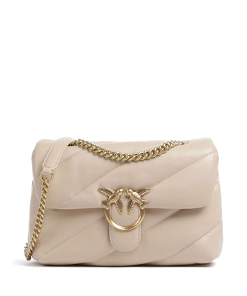 Pinko Love Puff Classic Skuldertaske beige/grigio fumo/antique gold