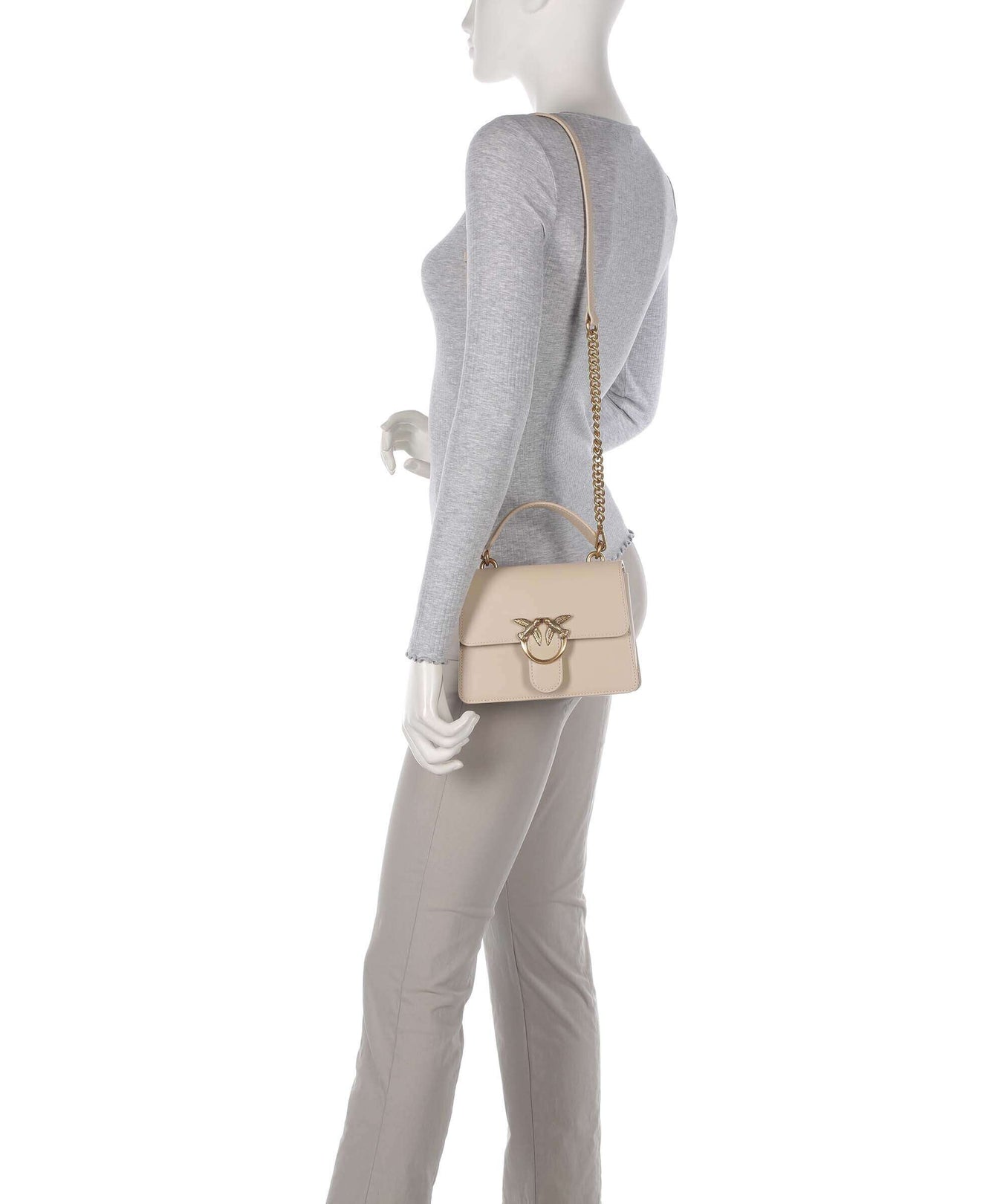 Pinko Love One Mini Crossbody bag beige/grigio fumo/antique gold