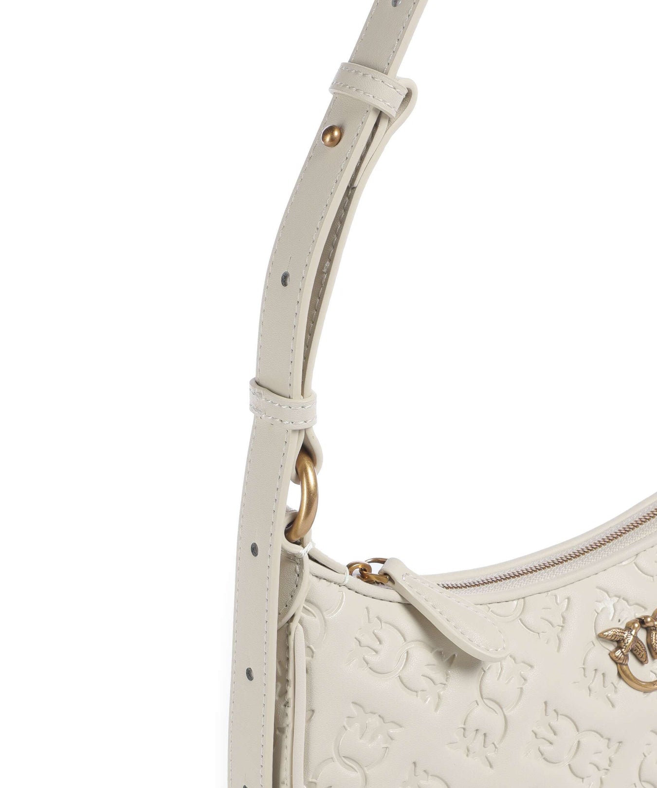 Pinko Half Moon Mini Shoulder bag bianco seta/antique gold