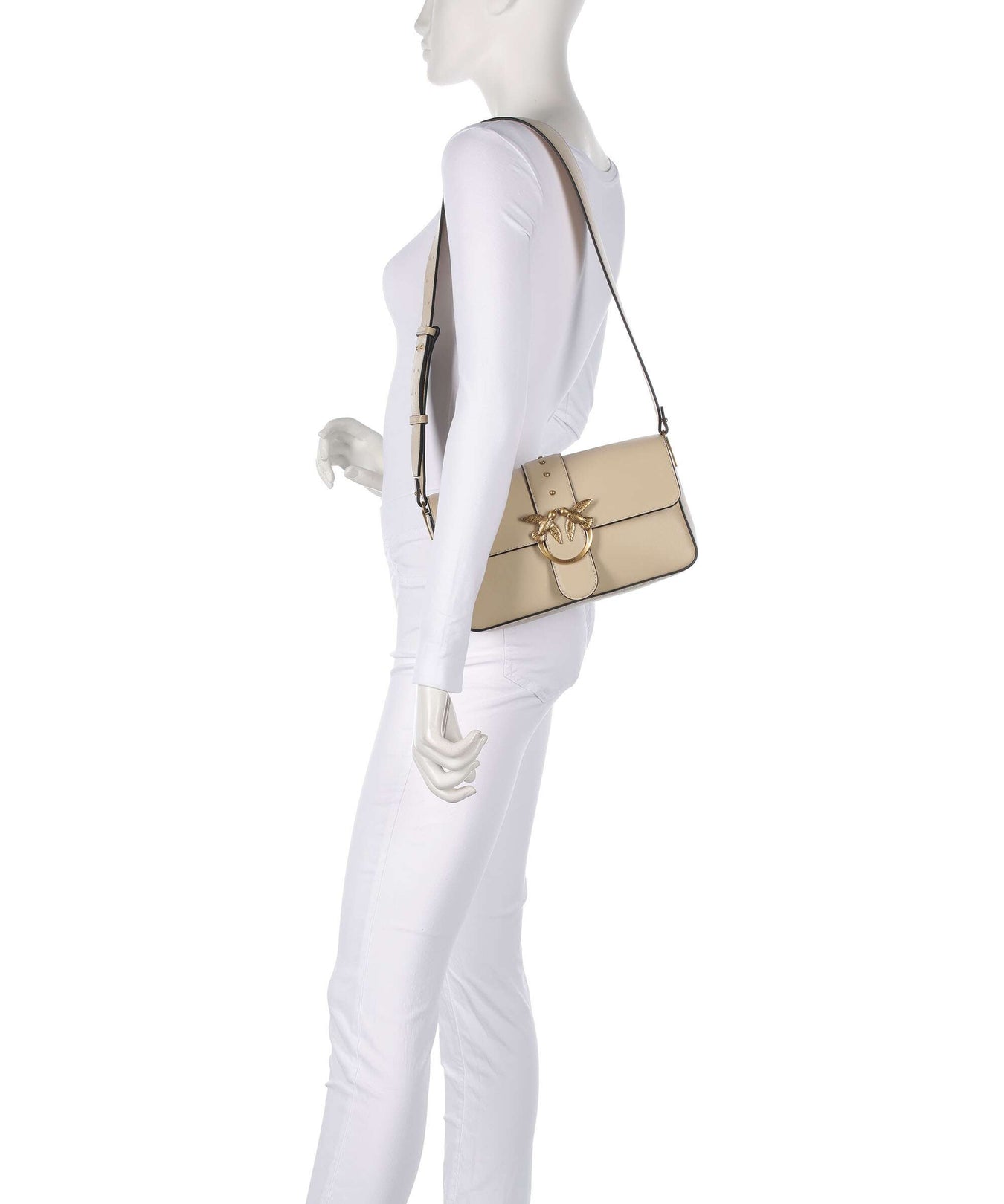 Pinko Love One Classic Slouchy Shoulder bag beige/grigio fumo/antique gold