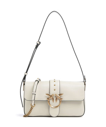 Pinko Love One Classic Slouchy Skuldertaske bianco seta/antique gold