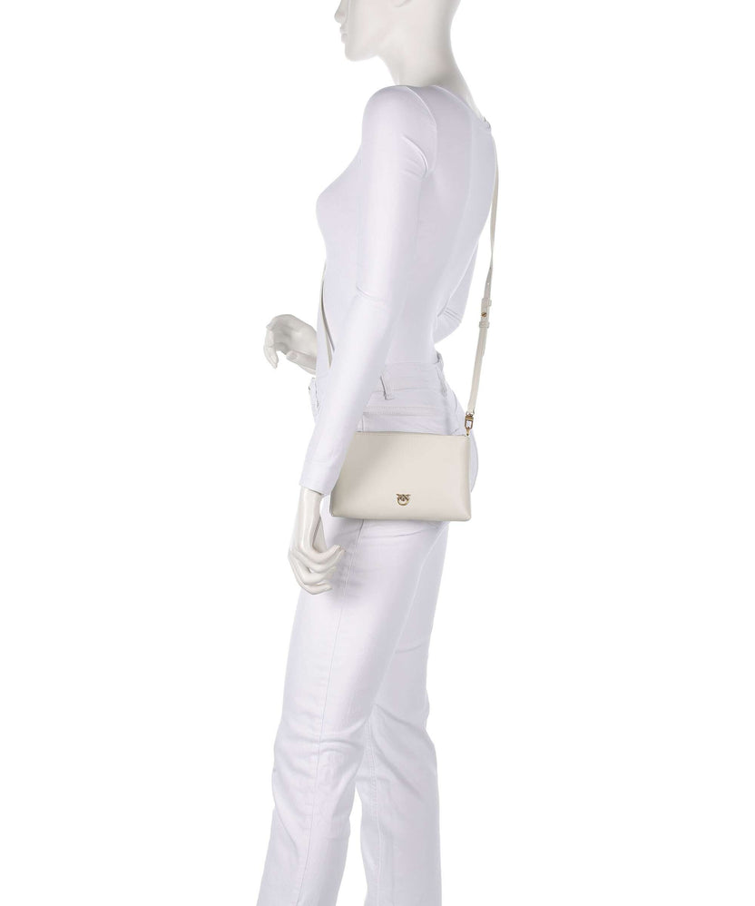 Pinko Flat Mini Crossbody bag bianco seta/antique gold