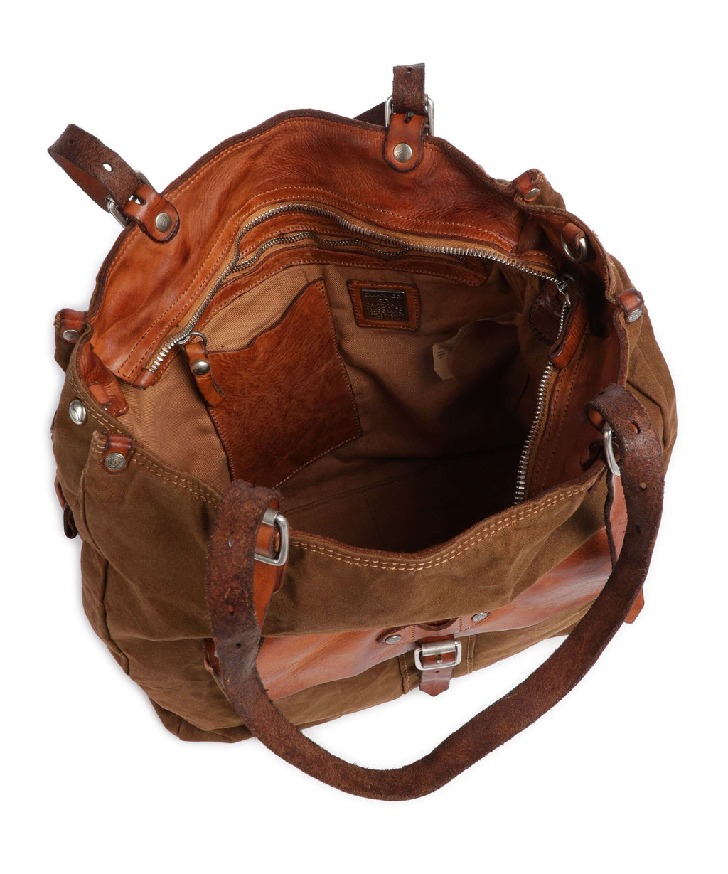 Campomaggi Tote bag verde militare/cognac