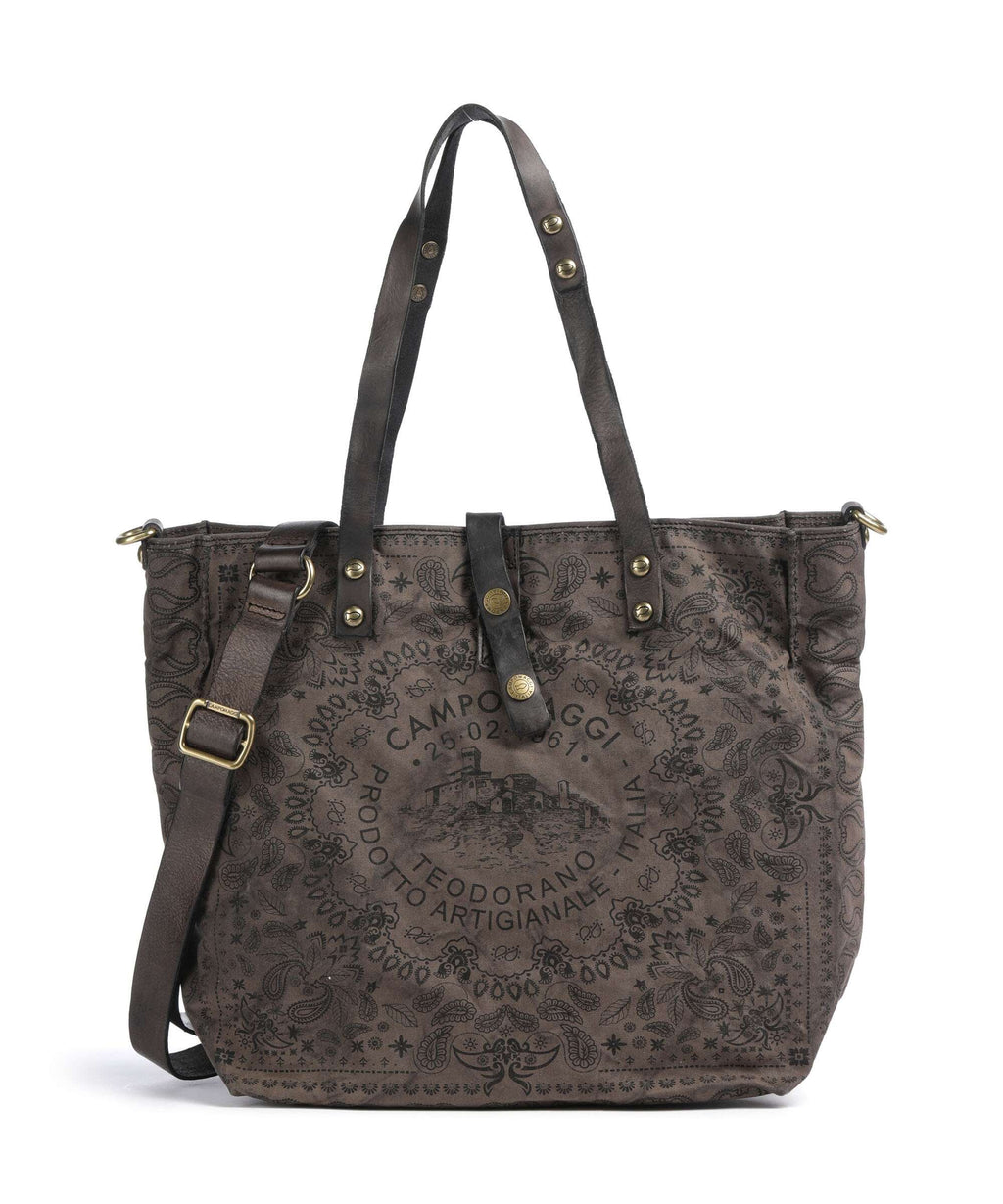 Campomaggi Tote bag verde militare/nera