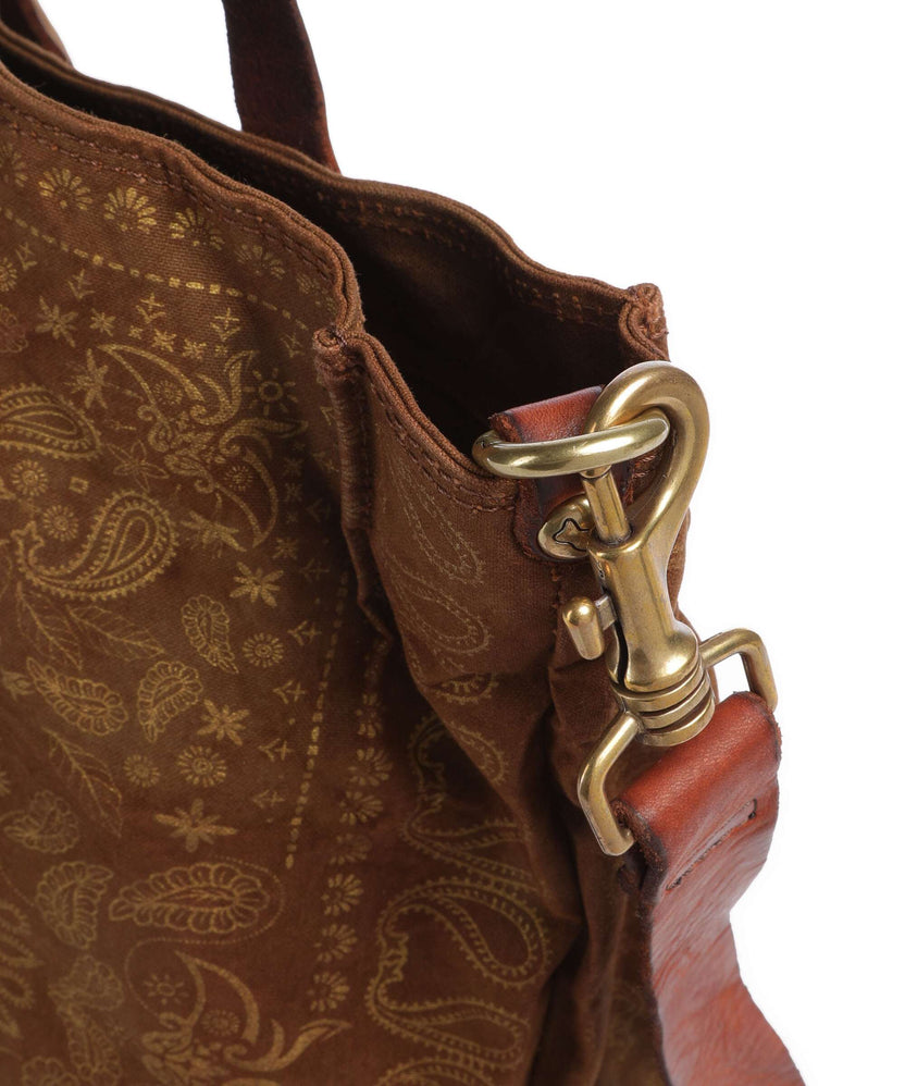 Campomaggi Tote bag verde militare/cognac/oro