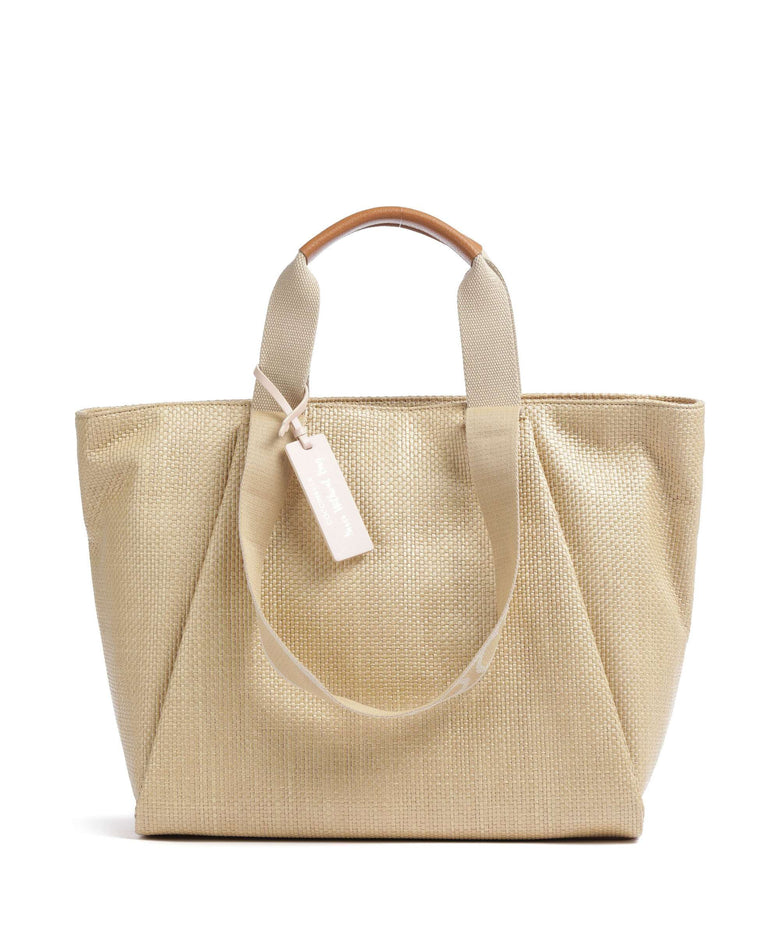 Coccinelle Never Without Bag Straw Signature Tote bag natural/cuir