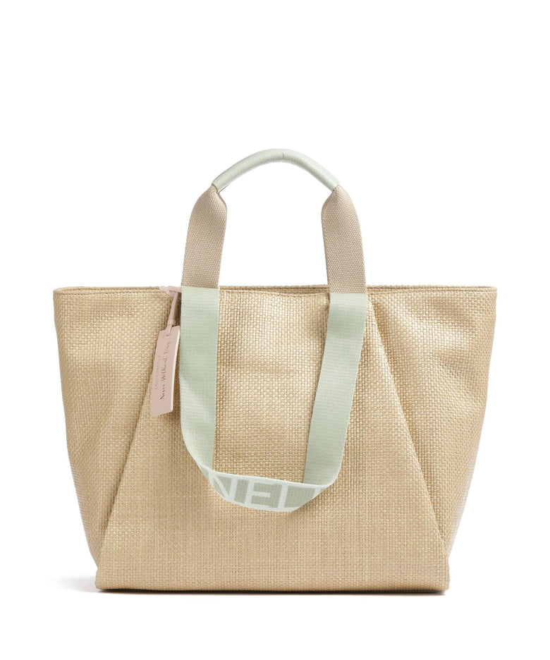 Coccinelle Never Without Bag Straw Signature Tote bag natural/celadon green