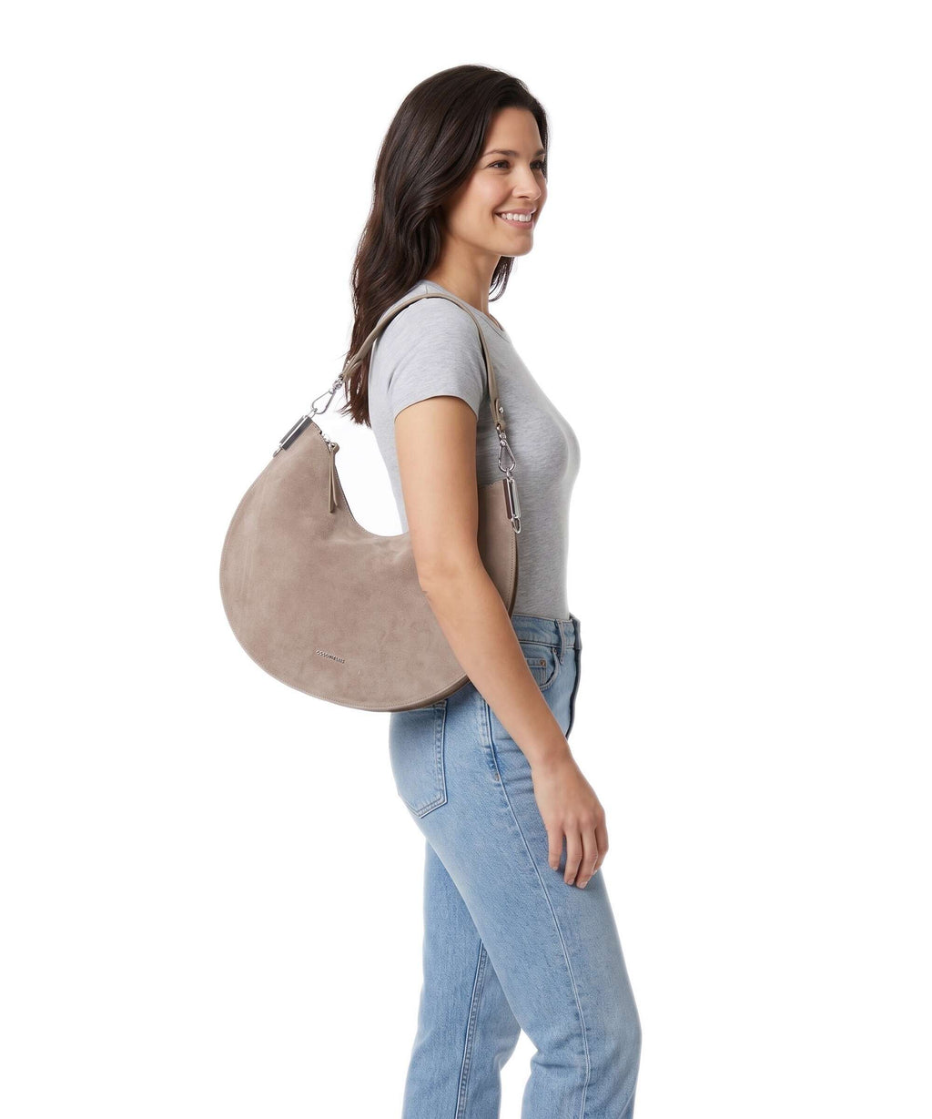 Coccinelle Sunup Suede Shoulder bag warm taupe