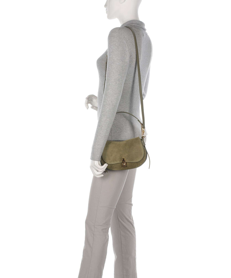 Coccinelle Magie Suede Shoulder bag laurel green