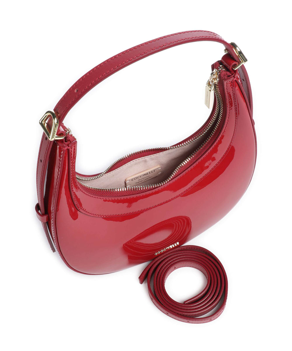 Coccinelle Whisper Patent Shoulder bag sangria