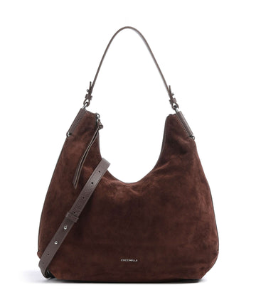Coccinelle Rebekka Suede Hobo bag brunette