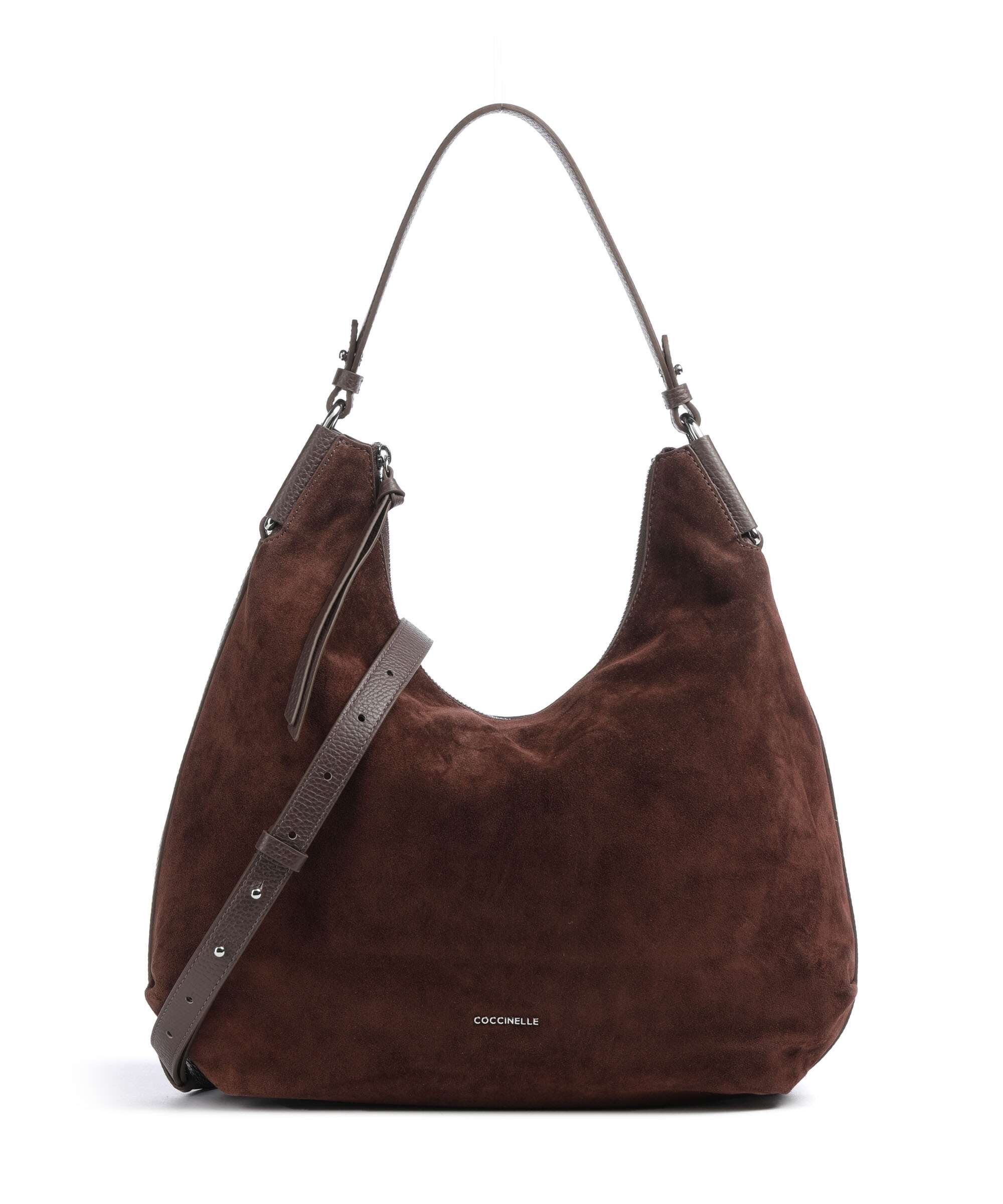 Coccinelle Rebekka Suede Hobo bag brunette
