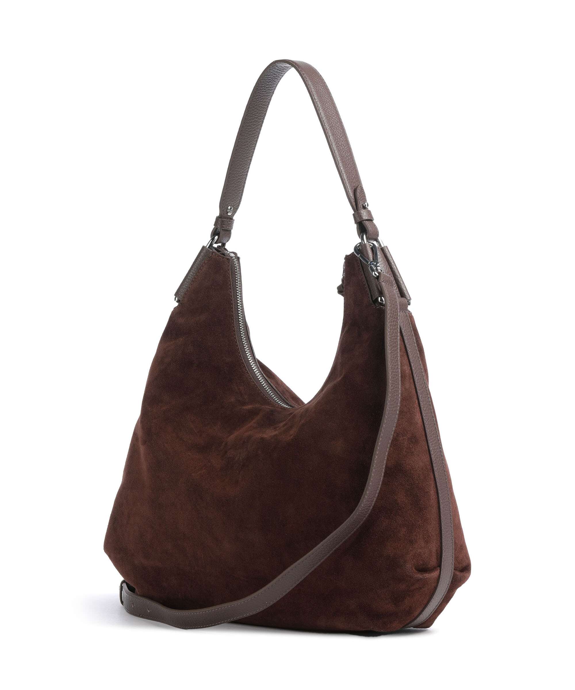 Coccinelle Rebekka Suede Hobo bag brunette