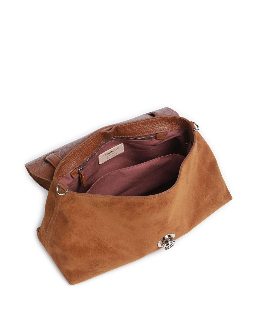 Coccinelle Nikla Suede Handbag cognac