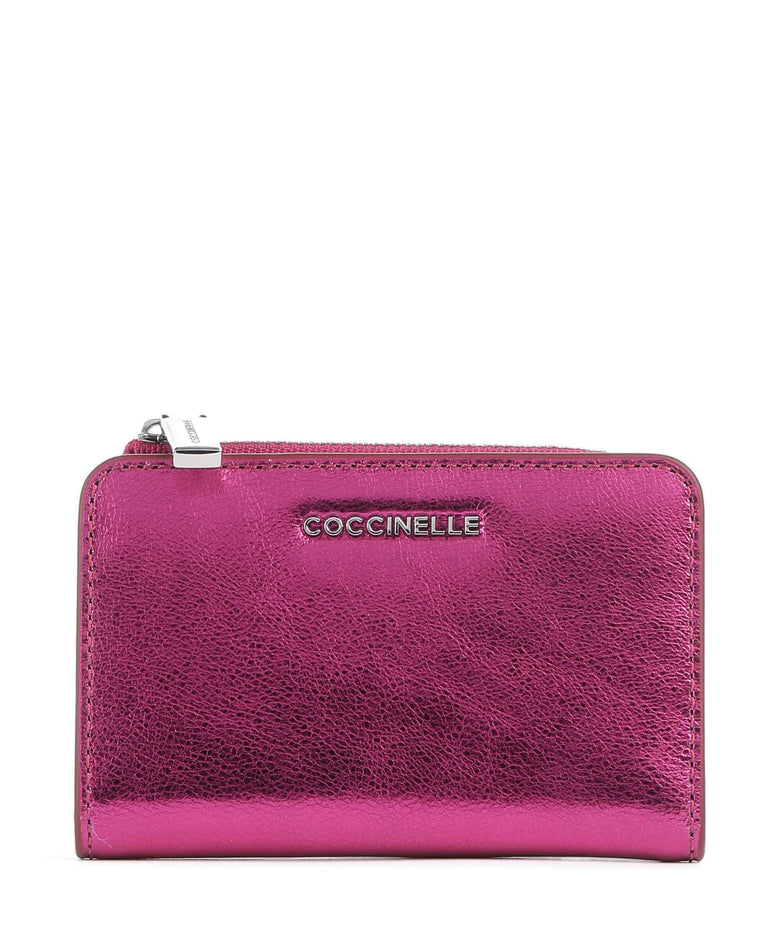 Coccinelle Metallic Smooth Metal Wallet sangria