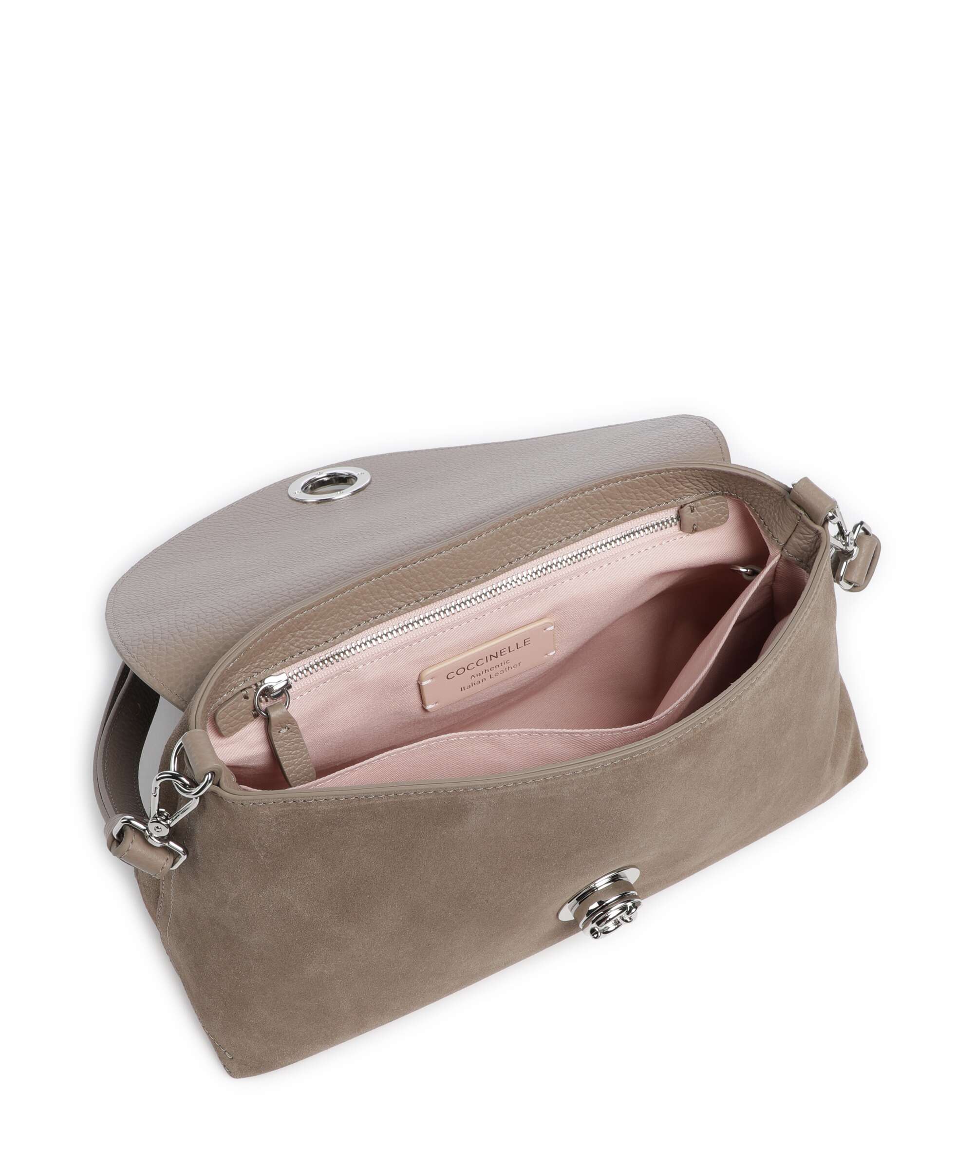 Coccinelle Nikla Suede Shoulder bag warm taupe