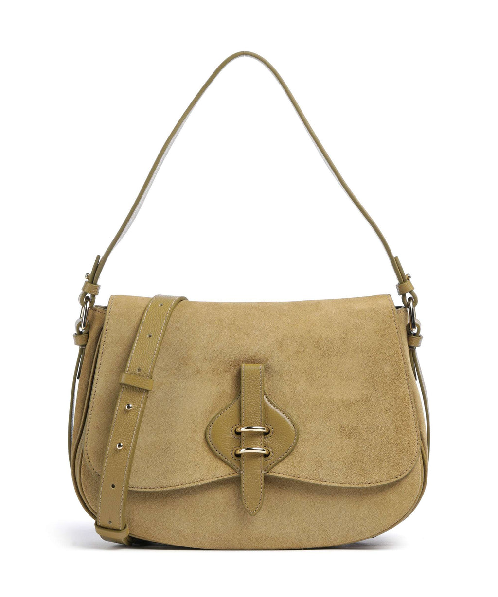 Coccinelle Mavery Suede Shoulder bag seagrass