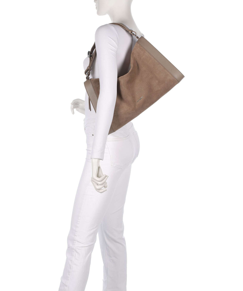 Coccinelle Elinor Suede Hobo bag warm taupe