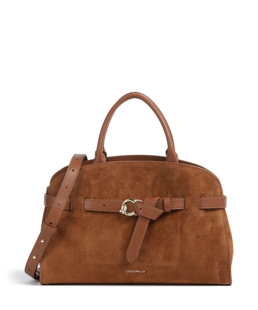 Coccinelle Sabine Suede Handbag cognac