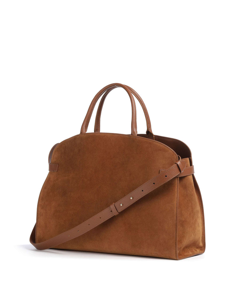 Coccinelle Sabine Suede Handbag cognac