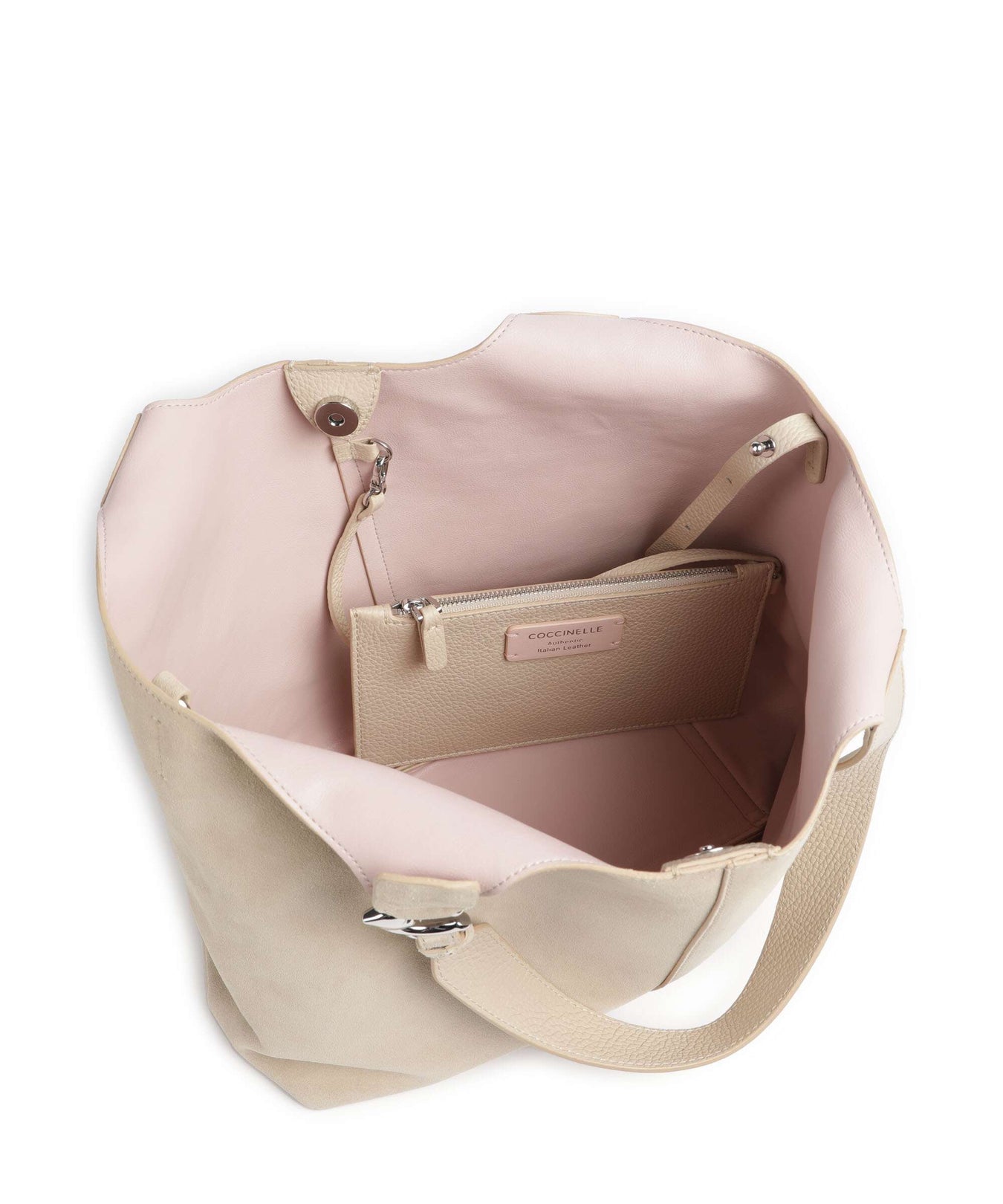 Coccinelle C-Easy Suede Hobo bag sandshell