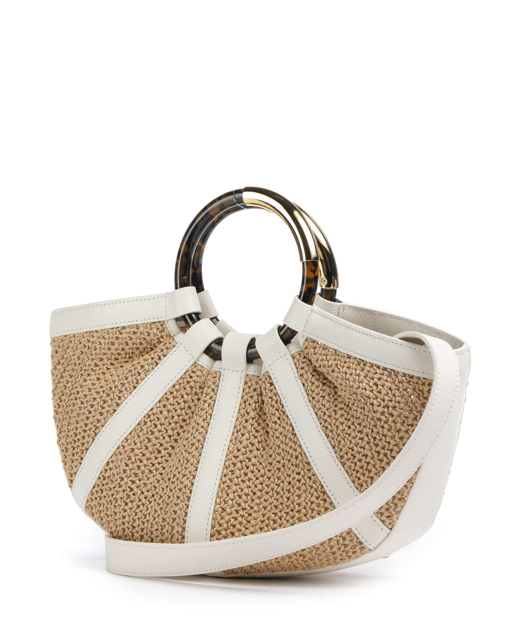 Coccinelle Shell Straw Handbag natural/pearl
