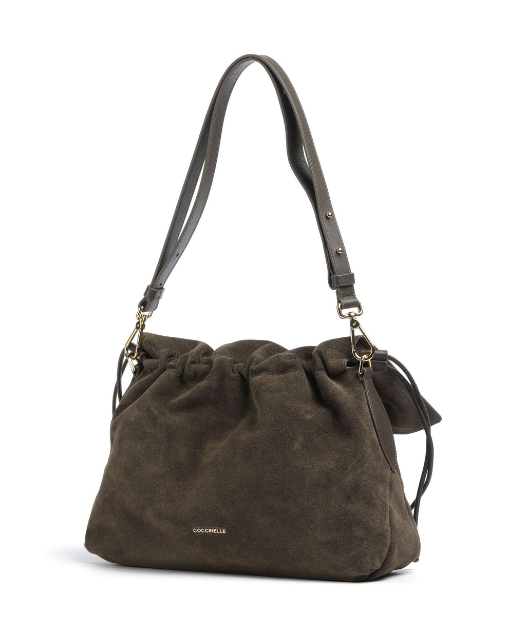 Coccinelle Lidia Suede Hobo bag fango