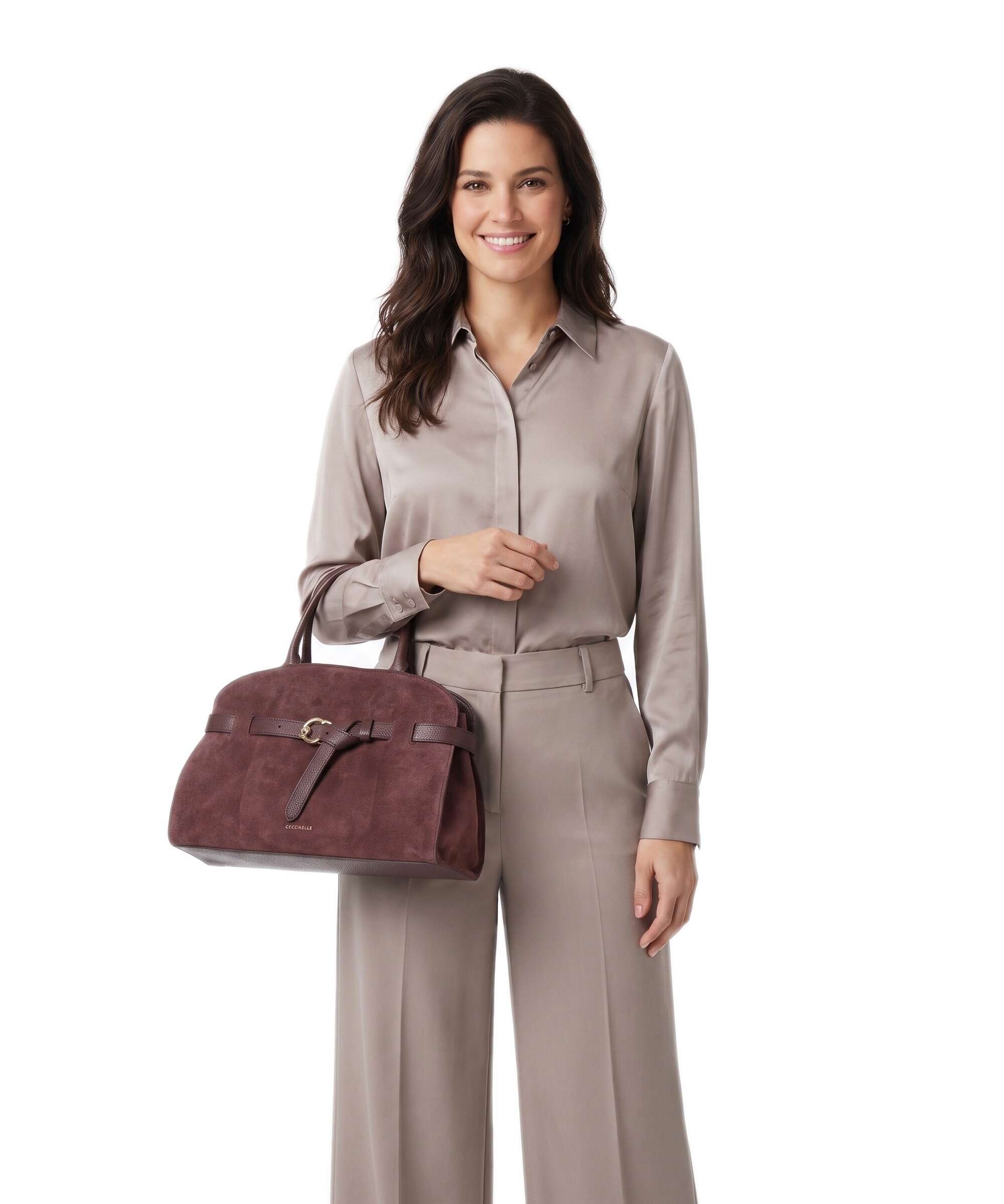 Coccinelle Sabine Suede Handbag berry